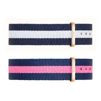 Pulseira para Relógio Daniel Wellington Winchester 0705DW Feminino de Nylon 18MM - Azul e Branco Ou Azul e Rosa