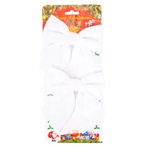 Kit de Laços Decorativos Brancos com Brilhos Natalinos 13X14 CM 2PCS