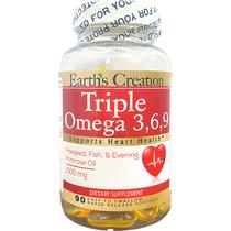 Suplemento Earths Creation Triple Omega 3, 6, 9 - 200 Capsulas