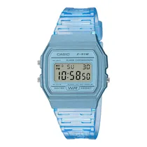 Relogio Unissex Digital Casio F-91WS-2D Azul Transparente