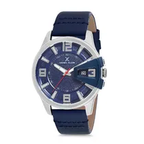 Relogio Analógico Masculino Daniel Klein DK12161-6 Premium Gents / Pulseira de Couro Genuino - Azul/Prata