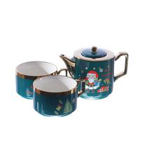 Tetera Navideno c/Tazas Verde 3 PCS