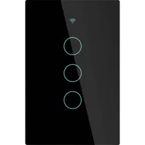 Interruptor de Luz Inteligente Moes WS-US3-L Wi-Fi RF 3 Botões - Preto