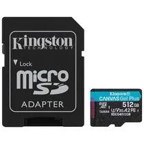 Cartao de Memoria Micro SD Kingston Canvas Go Plus U3 C10 V30 A2 512GB - SDCG4/512GB