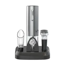 Kit Abridor de Vinho Eletrico Electropro com 5 Peças / Recarregavel USB / Aço Inox - Prata