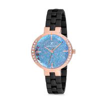 Relogio Analogico Feminino Daniel Klein Premium DK12068-6 - Preto e Rosa Ouro