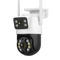 Camera de Segurança G2C-01M / 4MP + 4MP / Dual Lens / com 2 Antenes / Wifi / Microfone / Alarma / Detecção Humana / Visao Noturna / App Icsee - Branco/ Preto