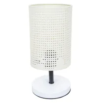 Abajur Decorativo Em Tecido Trançado com Base de Madeira - Cor Creme