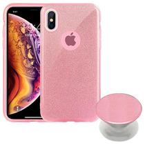 Capa 4LIFE Glitter para iPhone X com Popsocket Material Tpu/PC - Rosa