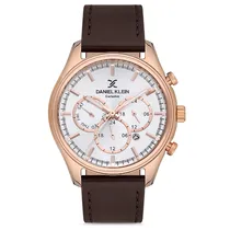 Relogio Analógico Masculino Daniel Klein DK.1.12674-3 Exclusive Gents / Pulseira de Couro Genuino - Marrom/Dourado