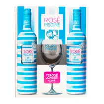 Vinho Francês Rose Piscine Kit 2 Garrafas X 750ML + Copo