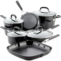 Jogo de Panelas Kitchenaid 84800 Antiaderente Tripla Camada Indução Preto Onix - 10 Peças