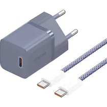 Carregador de Parede Baseus Mini 1C GAN5 30 W USB-C + Cabo USB-C - Roxo (P10110902523-00)