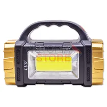 Lanterna LED Luo LU-192 Multifuncional / 25W / 7 Modos de Iluminaçao / Recarregavel USB / Solar - Preto/ Dourado