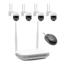 Kit Câmeras de Segurança CFTV Wireless 2.4 GHZ com 4 Câmeras, Visão Noturna e À Prova D'Água - W208G4