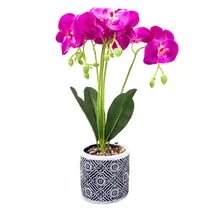 Rquídea Artificial Decorativa Em Vaso Roxa