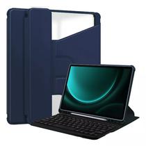 Capa Magnetica 4LIFE para iPad 10.2 com Teclado Wireless / Porta Pencil / Compativel com Android / Ios / Bluetooth - Azul Marino