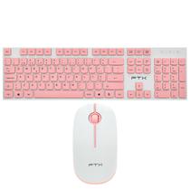 Teclado + Mouse FTX GK600 Wireless / Portugues - Branco / Rosa