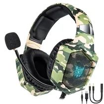 Headset Gamer Onikuma K8 Professional LED / com Fio - Camuflado Verde