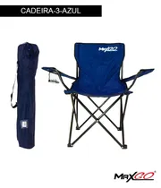 Maxgo Silla Plegable Con Porta Lata CADEIRA-3 7336 Hasta 90 Kilos Azul