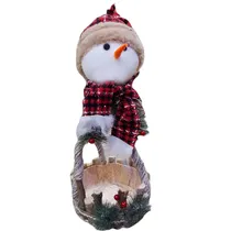 Cesta de Acessórios de Mesa de Natal com Cabeça de Boneco de Neve
