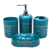Kit Banheiro Plástico Azul 4 Peças