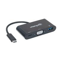 Conversor Manhattan 152044 USB-C 3.1 para VGA / USB / USB-C / HD / FHD / 60HZ - Preto