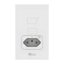 Interruptor de Parede 4LIFE Zigbee Smart Wall 2 Gang Light Touch Switch + Socket FLT12GZW / com 2 Botões / Zigbee 3.0 / Compativel com Alexa e Google Home / 100-240V ~50/ 60HZ / App Smart Life - Branco
