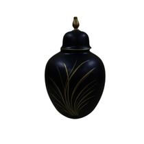 Kerafina Florero de Porcelana Lineas Doradas Negro