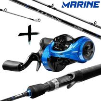 Marine Pesca Vara Conjunto Titan Pro 4000SHIL + Vara C561M Aluminio 1.68 Metros Negro