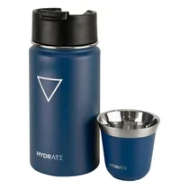 Garrafa Térmica Hydrate Cafe com Xícara Espresso - 355ML e 80ML - Azul