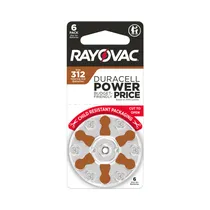 Pilas para Audífonos Rayovac Zinc-Aire 312 1.45V 312CR-6ROVUS 6 Piezas