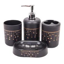 Kit Banheiro Plástico Preto 4 Peças
