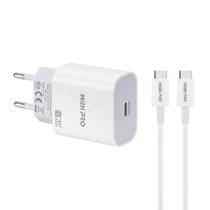 Carregador Midi Pro MDP-20W - 20W - USB Tipo C - Cabo Tipo c/Tipo C - Bivolt - Branco