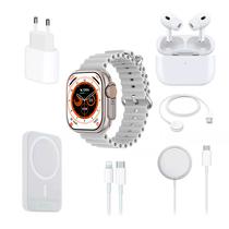 Relogio Smartwatch X8 Unique + Magsafe + Fone de Ouvido - Prata