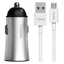 Carregador Veicular Yookie PC1 12W Dual Port USB + Micro USB - Cinza