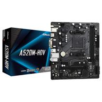 Placa Mãe Asrock AM4 A520M-HDV / DDR4 / HDMI / VGA / DVI / Lan / Som