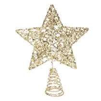 Estrela Natal Dourada c/Brilho 18X24CM