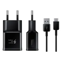 Carregador / Adaptador de Parede Samsung S10 + Cabo USB-A para USB-C - Preto