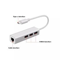 Hub USB Type-C / 3 Portas USB 3.0+RJ45 1000MBPS