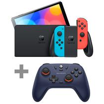 Console Portatil Nintendo Switch Oled JP de 7.0" com 64GB + Controle Sem Fio Gamesir Nova Lite T4N - Space Purple