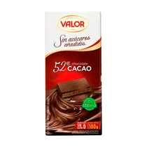 Chocolate Sin Azúcar Valor 52% Cacao 100G