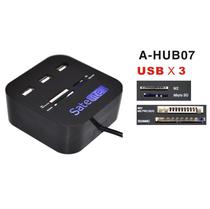 Hub Satellite A-HUB07 com 3 Portas + Leitor de Memoria SD/Microsd - Preto