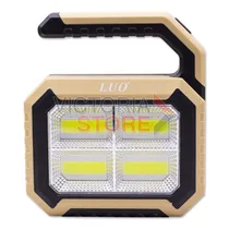 Lanterna LED Luo LU-302 / 2XPE+4COB / Multifuncional / 5 Modos de Iluminaçao / Recarregavel USB / Solar / Power Bank - Preto/ Bege
