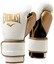 Luva de Treinamento Everlast Powerlock Boxing Gloves P00003048 - Branco/Dourado (1 Par)