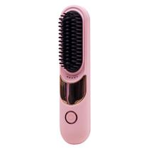 Escova Alisadora Portatil Straightening Brush / 395 Of / Recarregavel - Rosa