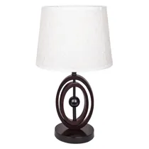 Abajur Decorativo Textura Trançada com Base de Madeira Marrom- Oscuro
