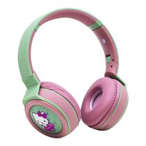 Fone de Ouvido Sem Fio MA-10 Hello Kitty Wireless Headphone com Bluetooth / FM - Verde/Rosa