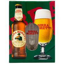 Kit Cerveja Moretti Long Neck 4 Unidades + Copo 330ML