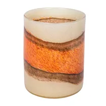 Vaso Cilíndrico Ondulado Em Vidro Soprado